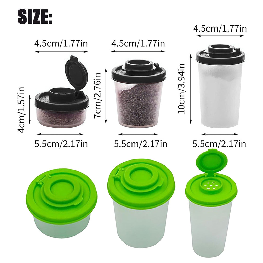 Salt And Pepper Shakers Moisture Proof ,Clear Plastic Condiment Bottles ,Salt Shaker For Camping Picnic Outdoors Kitchen Travel Spice Clear With Covers Lids Plastic Airtight Dispenser,Black 2.17" x 2.76" x 1.77" Green