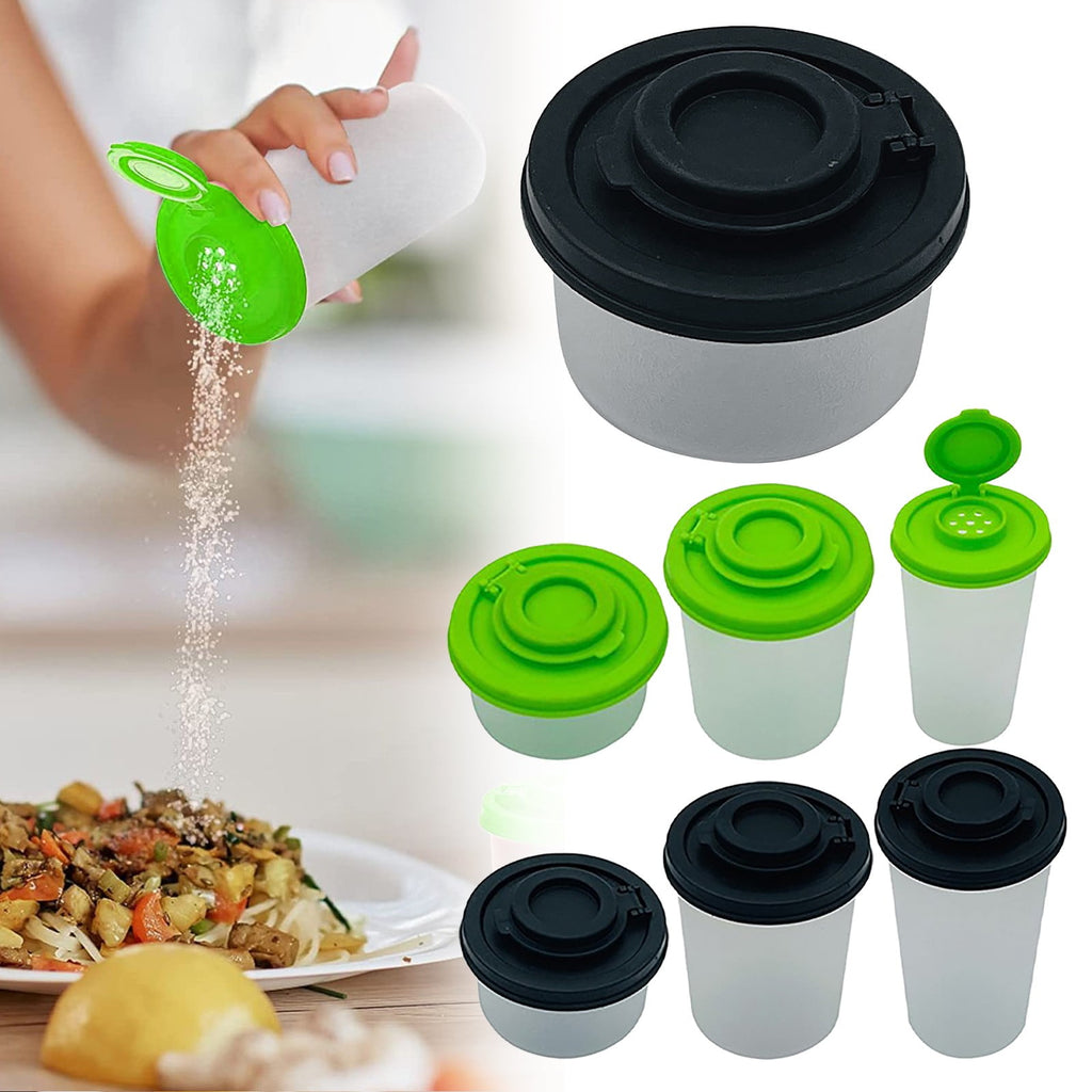 Salt And Pepper Shakers Moisture Proof ,Clear Plastic Condiment Bottles ,Salt Shaker For Camping Picnic Outdoors Kitchen Travel Spice Clear With Covers Lids Plastic Airtight Dispenser,Black 2.17" x 3.94" x 1.77" Green