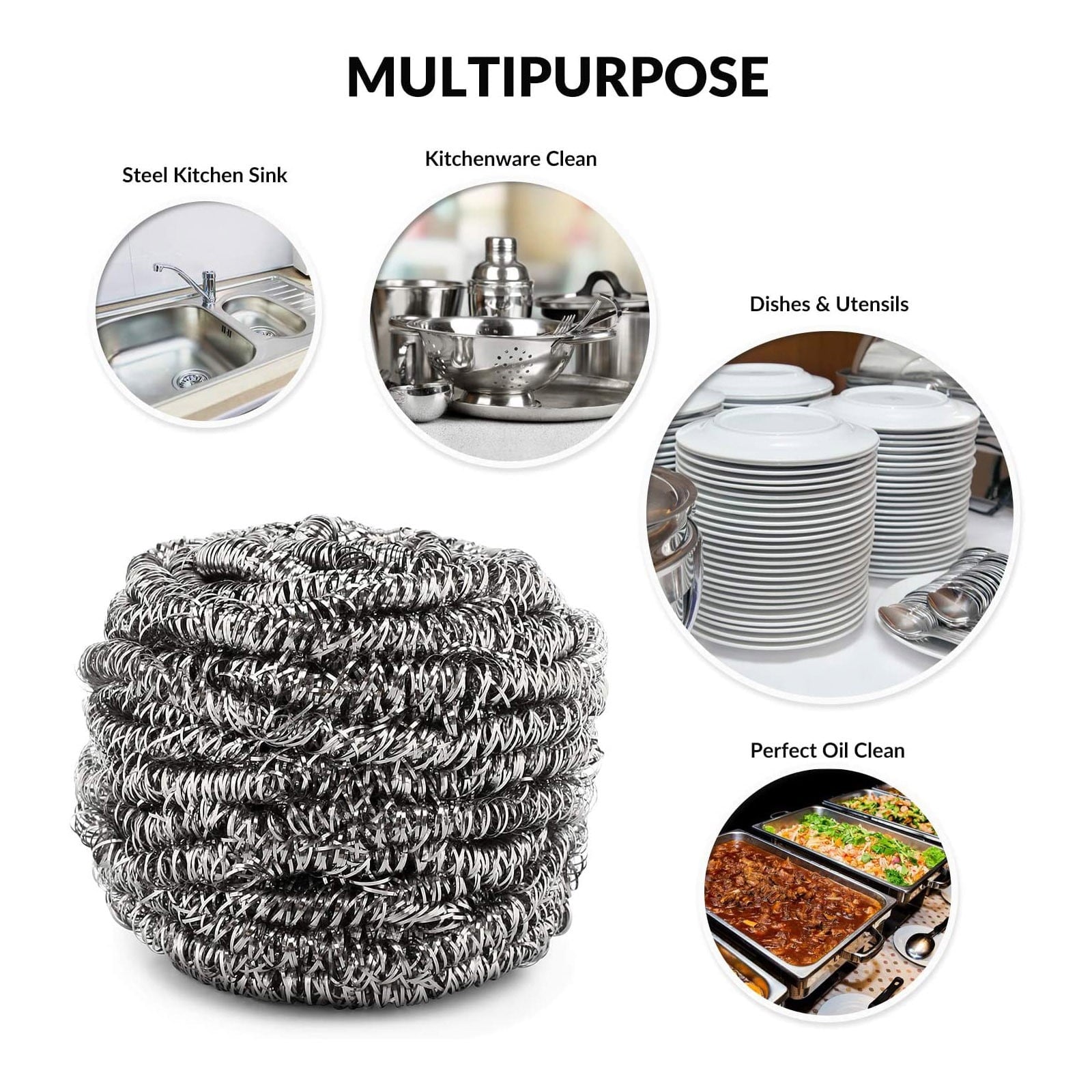 12 Pack Stainless Steel Scourers,Steel Scourers,Metal Wire Sponge Scouring Pads,Steel Wool Scrubber Pad Used For Dishes, Pots, Pans, And Ovens. Easy Scouring For Tough Kitchen Cleaning,12PCS 24PCS
