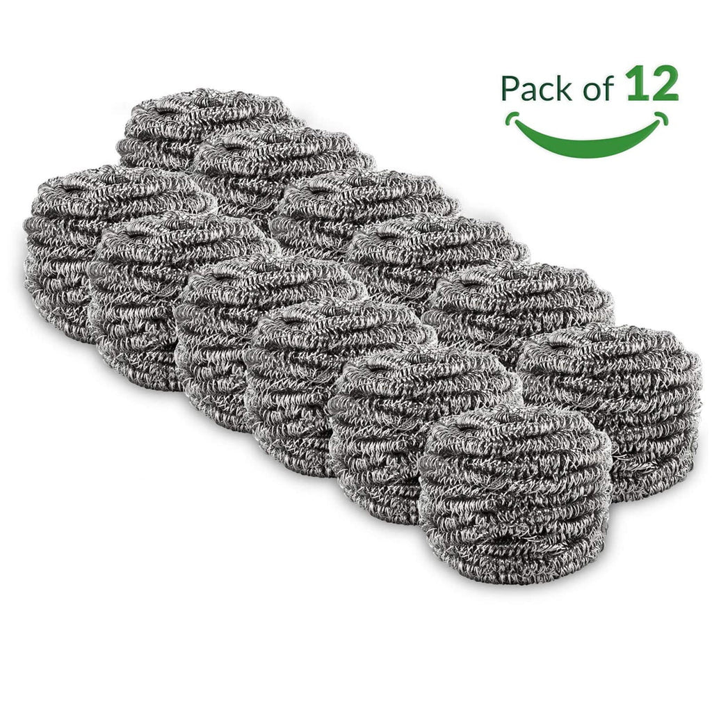 12 Pack Stainless Steel Scourers,Steel Scourers,Metal Wire Sponge Scouring Pads,Steel Wool Scrubber Pad Used For Dishes, Pots, Pans, And Ovens. Easy Scouring For Tough Kitchen Cleaning,12PCS 24PCS
