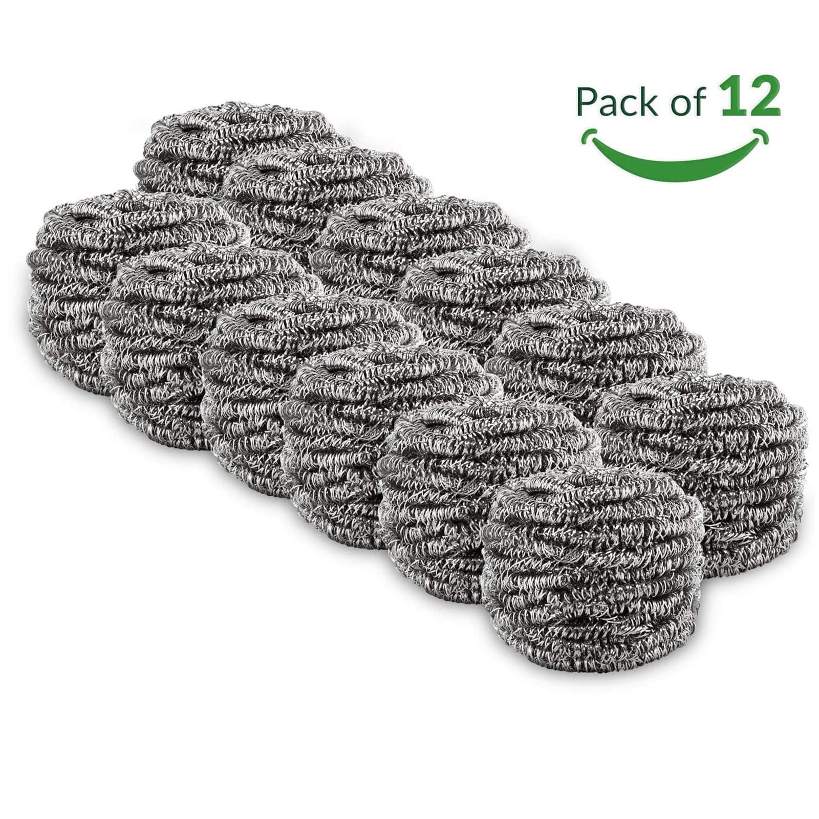 12 Pack Stainless Steel Scourers,Steel Scourers,Metal Wire Sponge Scouring Pads,Steel Wool Scrubber Pad Used For Dishes, Pots, Pans, And Ovens. Easy Scouring For Tough Kitchen Cleaning,12PCS 24PCS