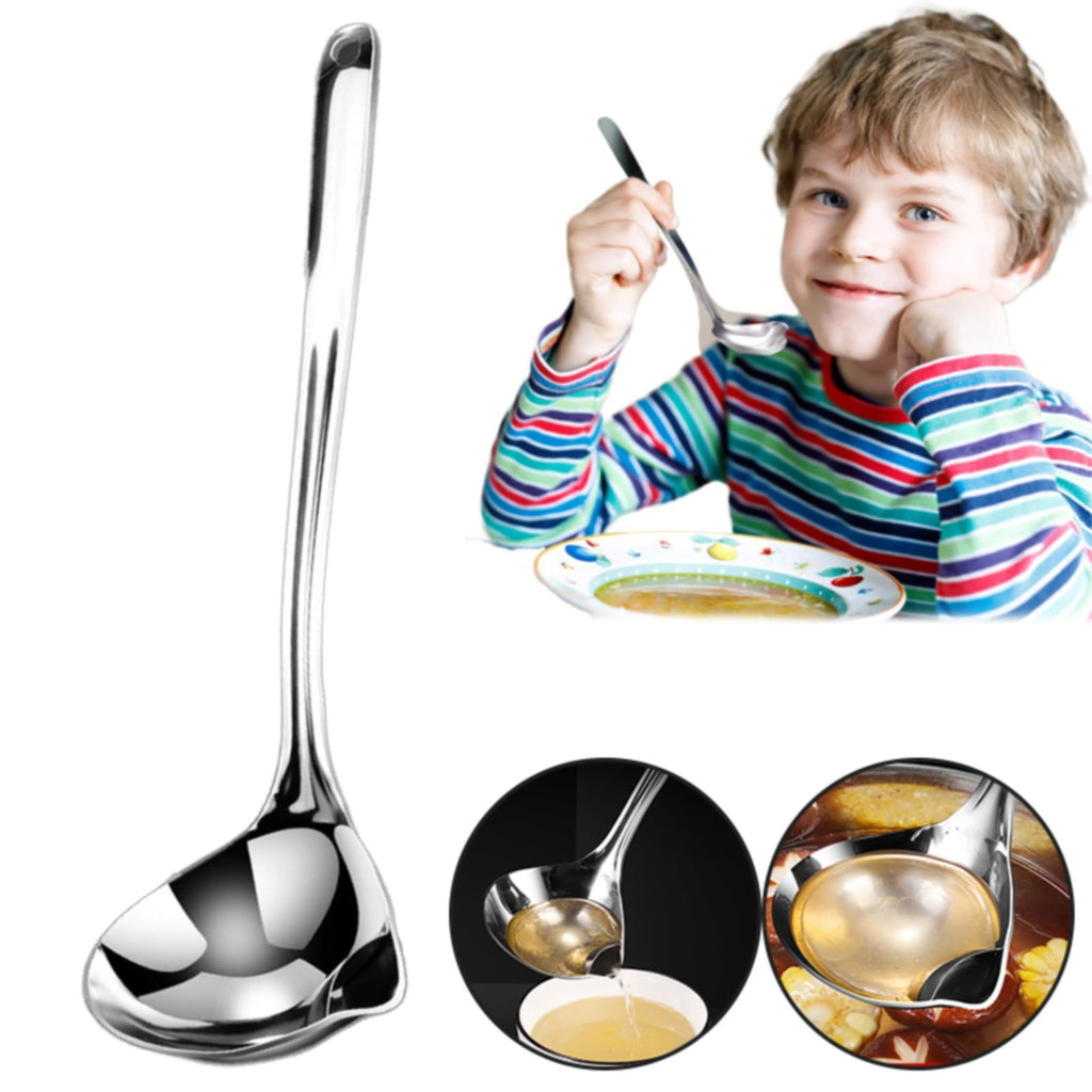 1 Pcs Small Soup Ladle,Stainless Steel Small Ladle With Pour Spout,9.45 Inch Soup Spoons,Kitchen Soup Laddle,Metal Spoon For Soups, Serving, Cooking, Stews And More,Kitchen Utensil Z_Silver