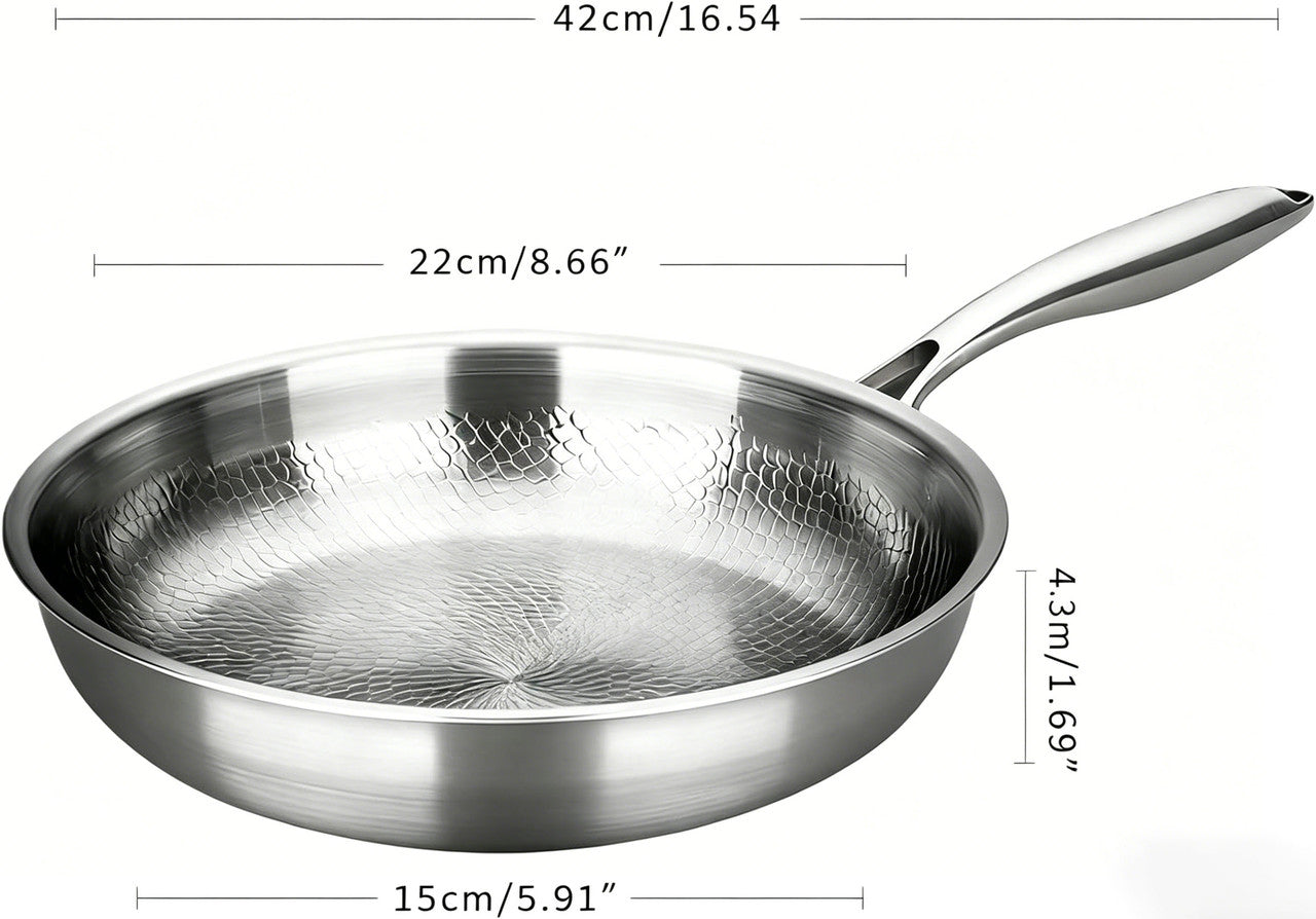 Titanium Pan,100% Non-toxic Titanium Pan,Non Stick Chemical-Free,Extreme Heat-Resistant & Lasts a Lifetime,Non-Stick Skillet for Home Use, Induction Cooktops And Gas Stoves for Omelettes Steaks 22cm