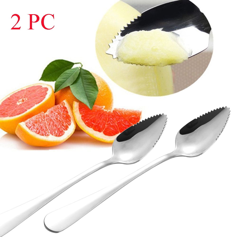 2 Pcs Grapefruit Spoons,Serrated Edge Stainless Steel Spoons,Stainless Steel Fruit Spoon,Dessert Spoons,Serrated Edge Spoons For Easily Cut Fruit,Dessert Cheese Vegetables Kitchen Tool 2 PCS