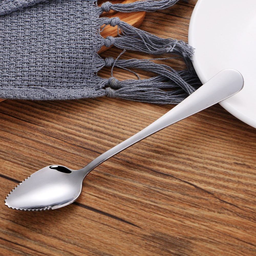 2 Pcs Grapefruit Spoons,Serrated Edge Stainless Steel Spoons,Stainless Steel Fruit Spoon,Dessert Spoons,Serrated Edge Spoons For Easily Cut Fruit,Dessert Cheese Vegetables Kitchen Tool 2 PCS