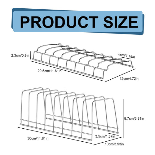 1 Pcs Lid Organizer,Pot Lid Organizer,Metal Pot Lid Holder,8-Tier Pot Lid Rack for Bakeware Dish Plate,Cutting Boards,Pots & Pans,Serving Trays,Containers in Cabinet Pantry,(A,11.61x4.72x0.9 in) A