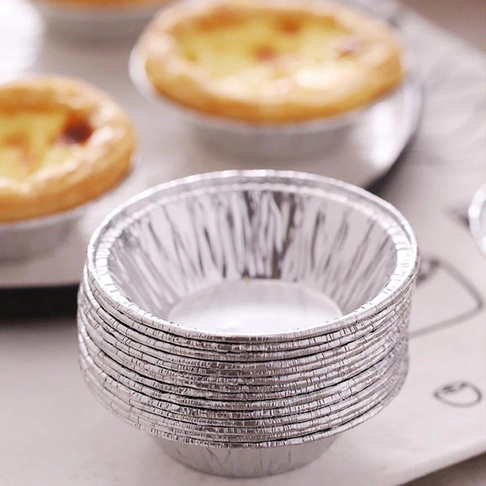 50 Pcs Mini Pie Pans,Small Pie Pans,Round Foil Pans,Disposable Foil Tart Pans,Foil Disposable Egg Tart Mould, Tart Pans For Making Cupcake, Quiche Pie, Caramel Pudding,(Silver,1.57x0.79 in) Silver