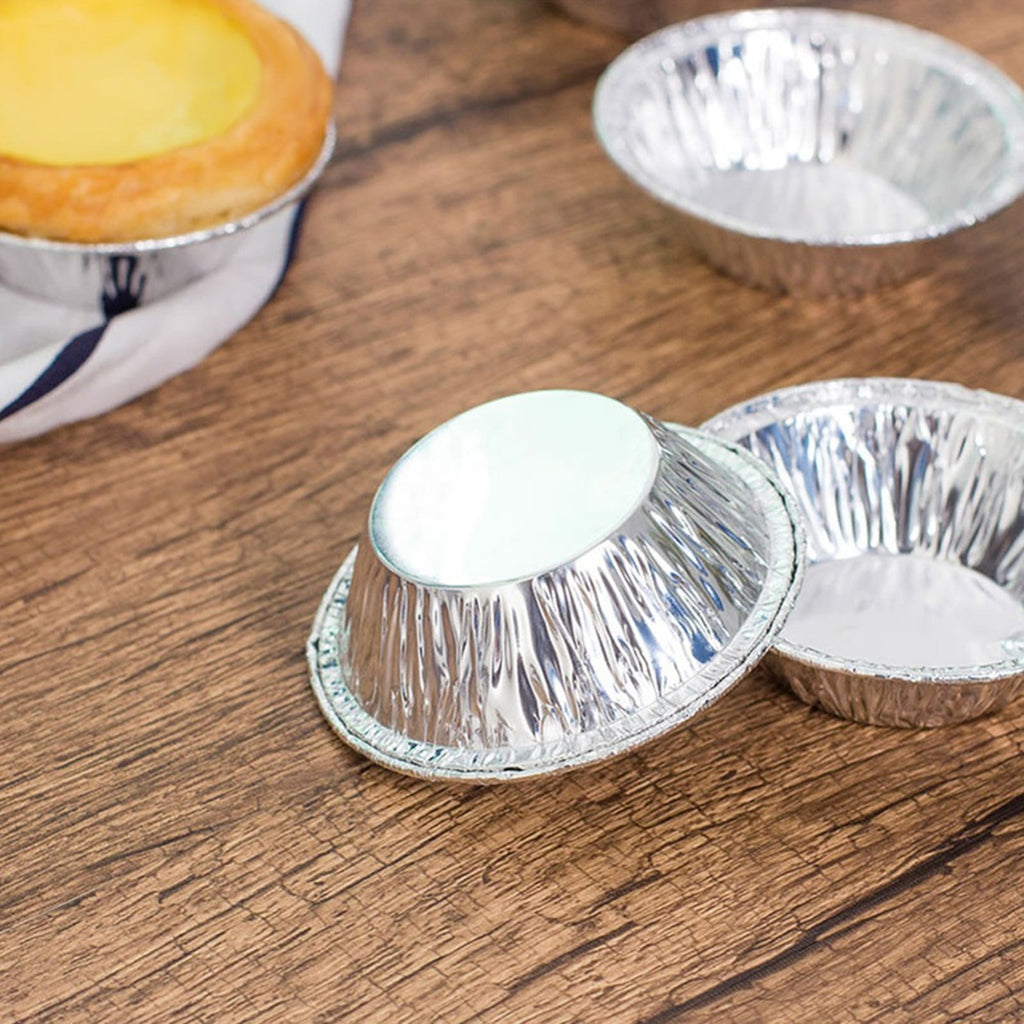 50 Pcs Mini Pie Pans,Small Pie Pans,Round Foil Pans,Disposable Foil Tart Pans,Foil Disposable Egg Tart Mould, Tart Pans For Making Cupcake, Quiche Pie, Caramel Pudding,(Silver,1.57x0.79 in) Silver