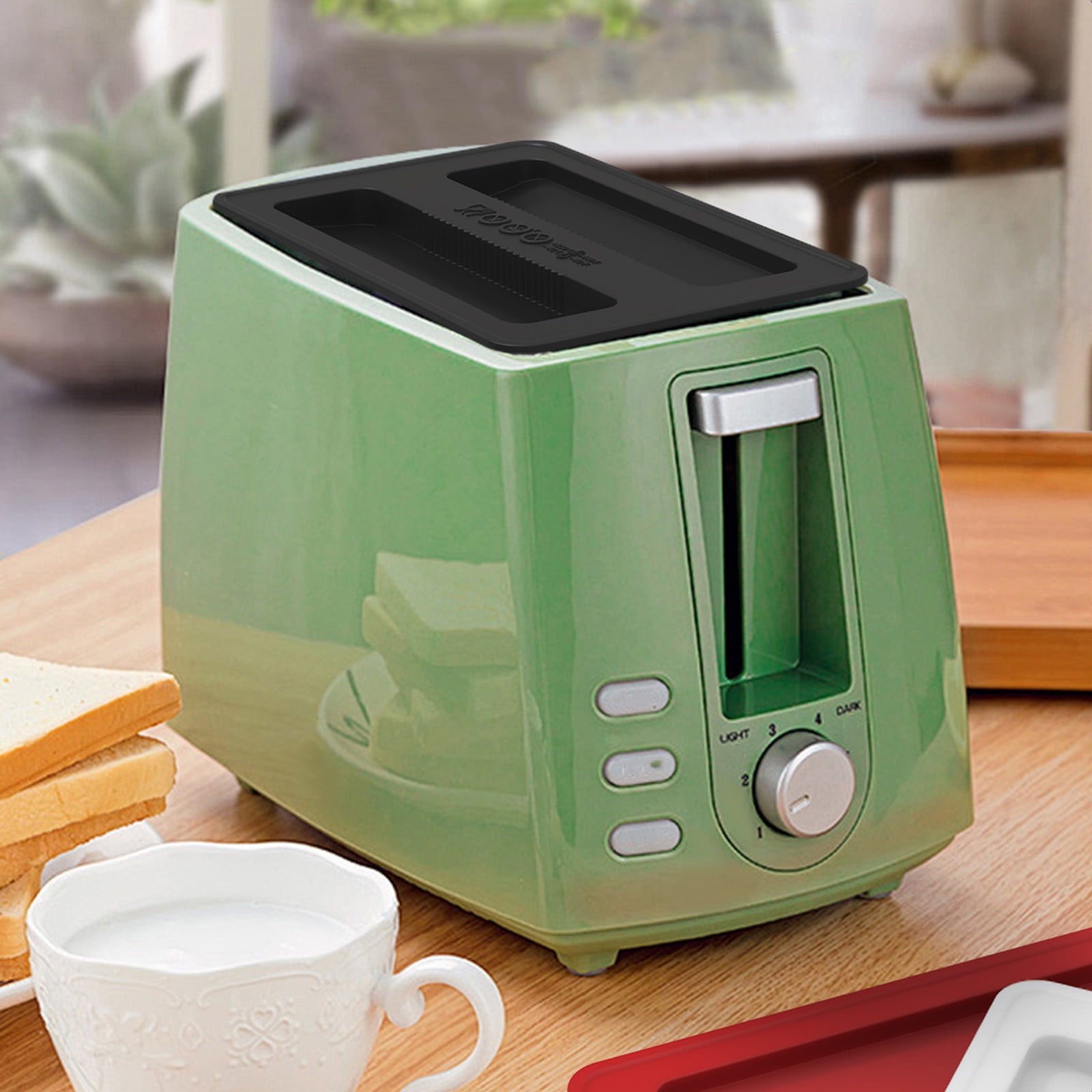 CCMAOLU Silicone Toaster Cover 2 Slice Wide Slot,Reusable Heat Resistance Bread Machine Topper Cover,Dirt Proof Sandwich Accessories That Fit Most Toasters,Simple Design Easy to Clean & Wipe Black