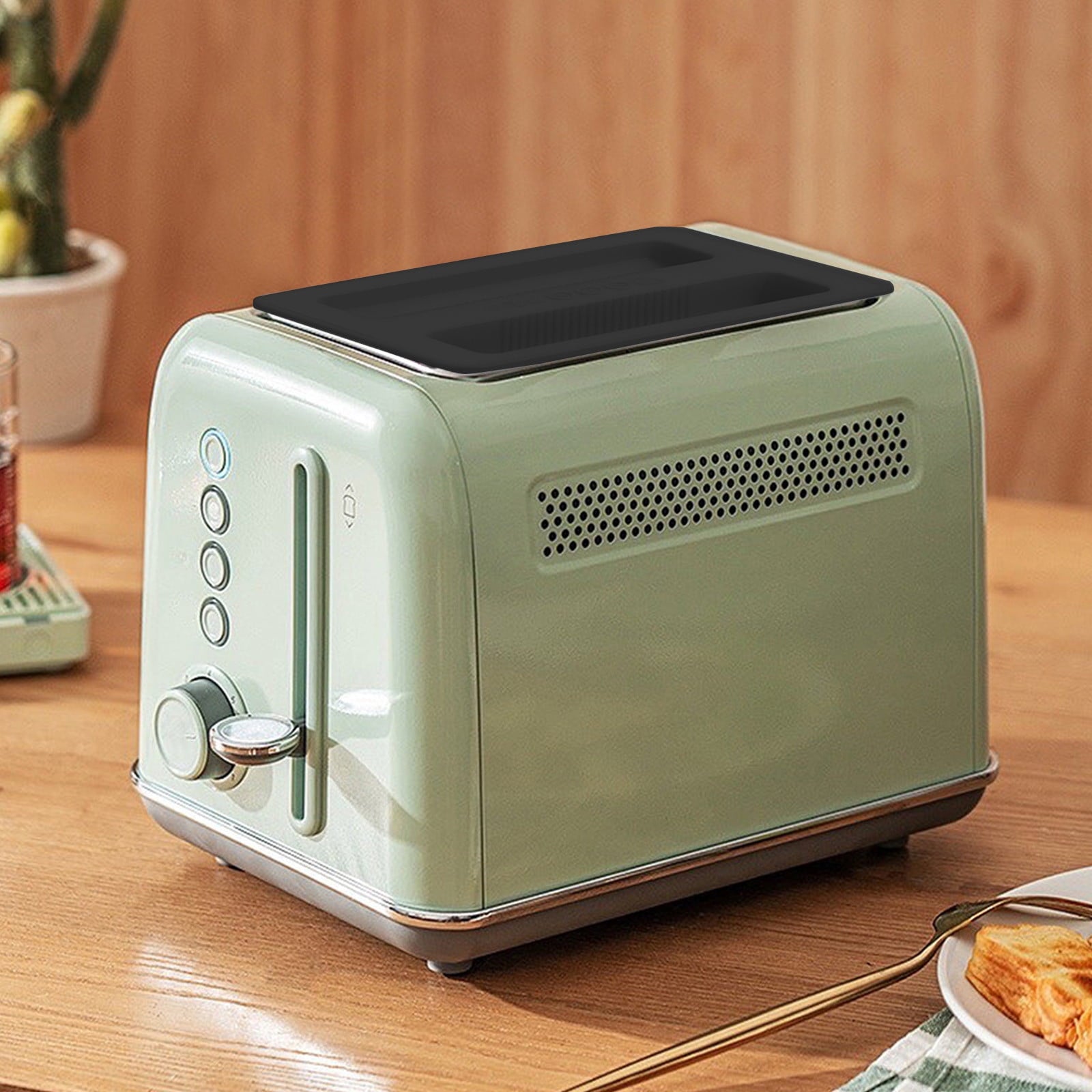 CCMAOLU Silicone Toaster Cover 2 Slice Wide Slot,Reusable Heat Resistance Bread Machine Topper Cover,Dirt Proof Sandwich Accessories That Fit Most Toasters,Simple Design Easy to Clean & Wipe Black