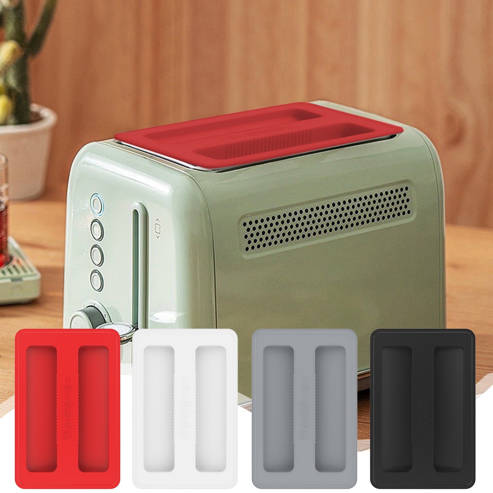 CCMAOLU Silicone Toaster Cover 2 Slice Wide Slot,Reusable Heat Resistance Bread Machine Topper Cover,Dirt Proof Sandwich Accessories That Fit Most Toasters,Simple Design Easy to Clean & Wipe Black