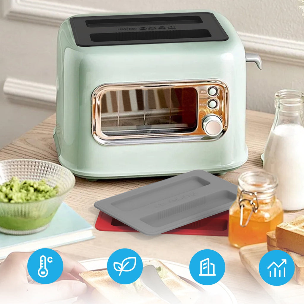 CCMAOLU Silicone Toaster Cover 2 Slice Wide Slot,Reusable Heat Resistance Bread Machine Topper Cover,Dirt Proof Sandwich Accessories That Fit Most Toasters,Simple Design Easy to Clean & Wipe Gray