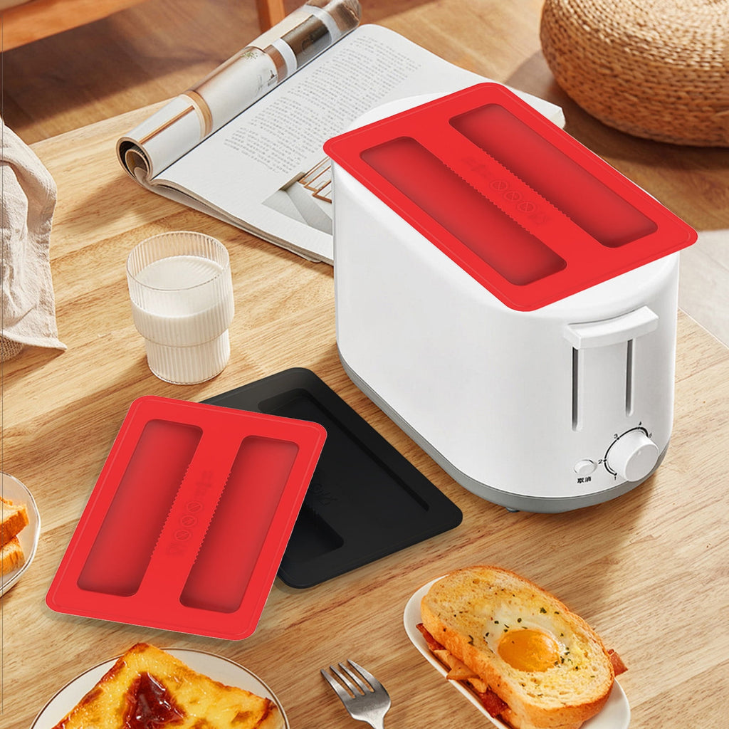CCMAOLU Silicone Toaster Cover 2 Slice Wide Slot,Reusable Heat Resistance Bread Machine Topper Cover,Dirt Proof Sandwich Accessories That Fit Most Toasters,Simple Design Easy to Clean & Wipe Red