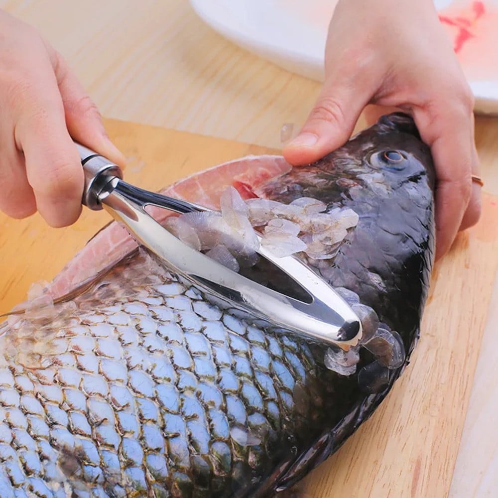 Fish Scales Scraping Tool, 2024 New Multifunction Stainless Steel Fish Scale Remover Fish Cleaning Kit, Premium Fish Descaler Sawtooth Fish Scaler Remover Kitchen Tool for Home 2PC