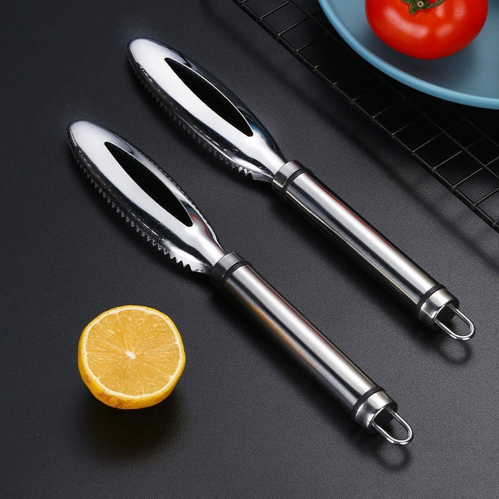 Fish Scales Scraping Tool, 2024 New Multifunction Stainless Steel Fish Scale Remover Fish Cleaning Kit, Premium Fish Descaler Sawtooth Fish Scaler Remover Kitchen Tool for Home 2PC