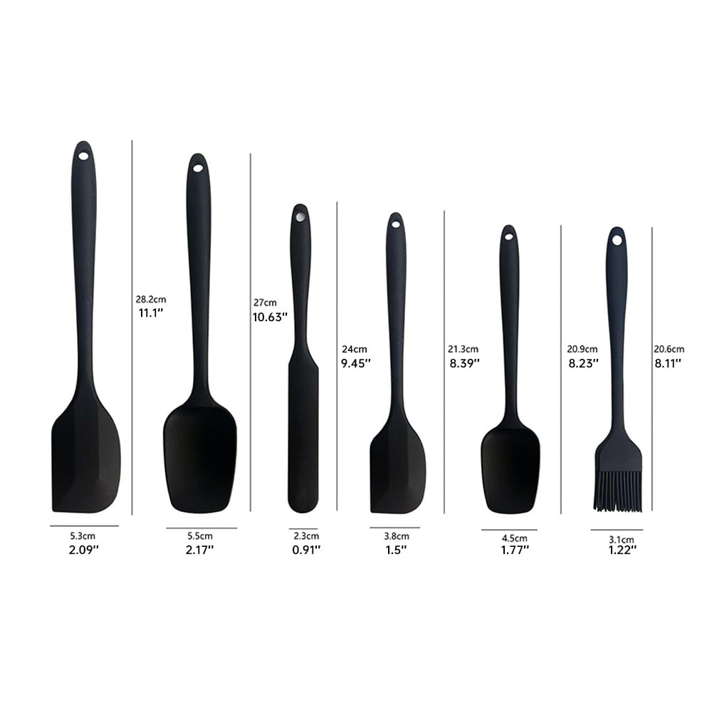 Baking - Silicone Spatulas - Set of 6 Silicone Spatulas, Heat Resistant up to 600°F, Food Safe, BPA Free, Flexible, Suitable for Frying Eggs, Burgers and Pancakes（Blue）