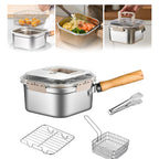 Induction Saucepan - Mini Deep Fryer - Milk Pan - Square Cooking Pot - Stainless Steel