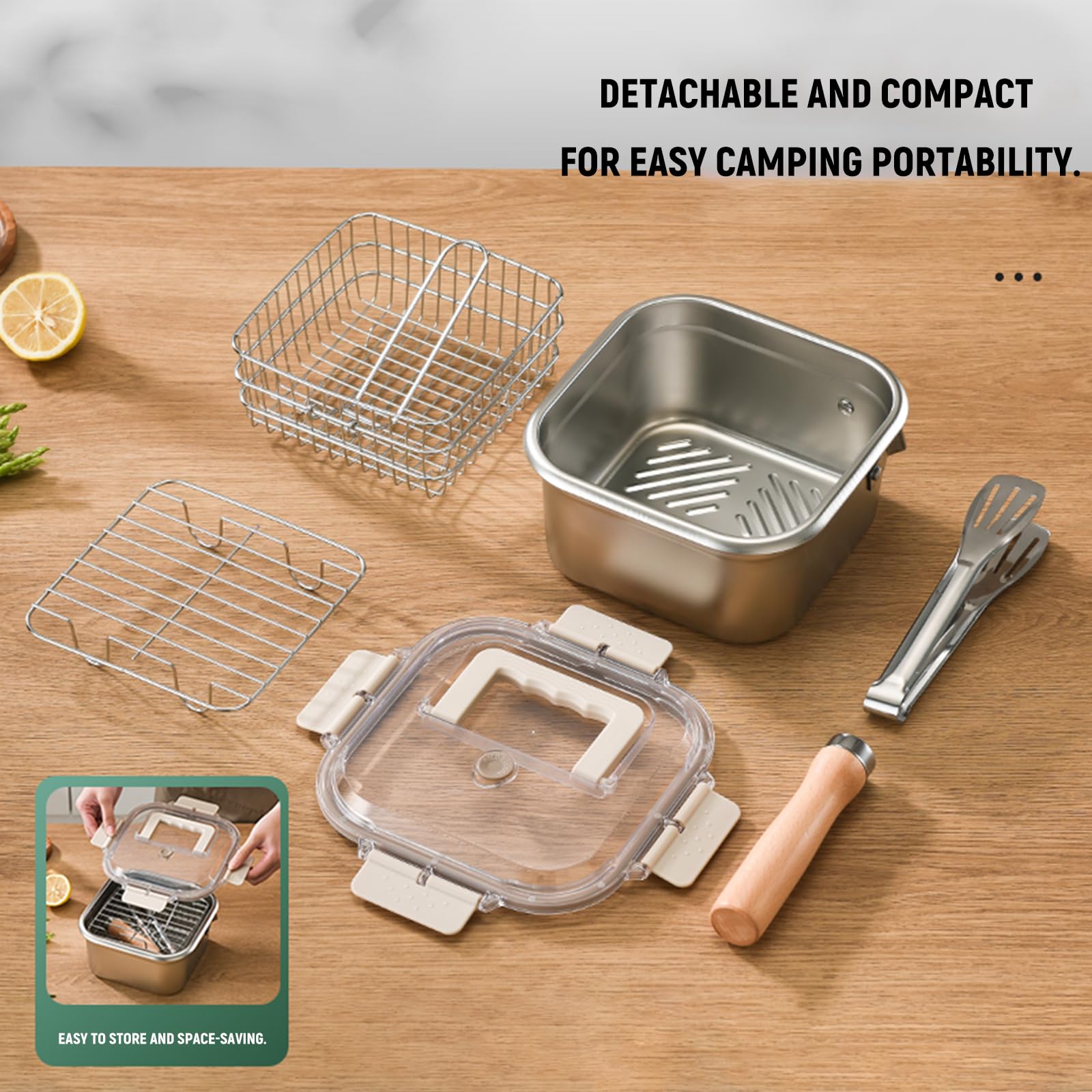 Induction Saucepan - Mini Deep Fryer - Milk Pan - Square Cooking Pot - Stainless Steel