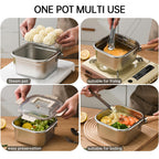 Induction Saucepan - Mini Deep Fryer - Milk Pan - Square Cooking Pot - Stainless Steel