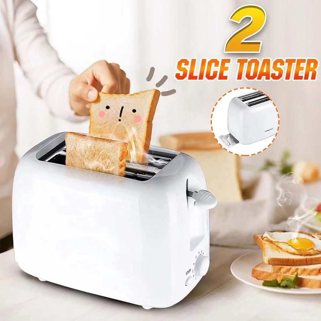 Toaster - Toaster - Toaster 2 Slices - Electric Toaster - Toasting Appliance - Kitchen Appliance - Kitchen Utensils - Bread Toaster - Kitchen Utensils - Household Appliances - Breakfast Appliance - White Toaster - White - 1 Piece