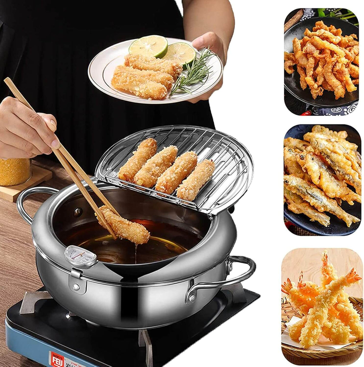 Deep Fryer - Tempura Pan - 24 cm - Perfect for Family Meals