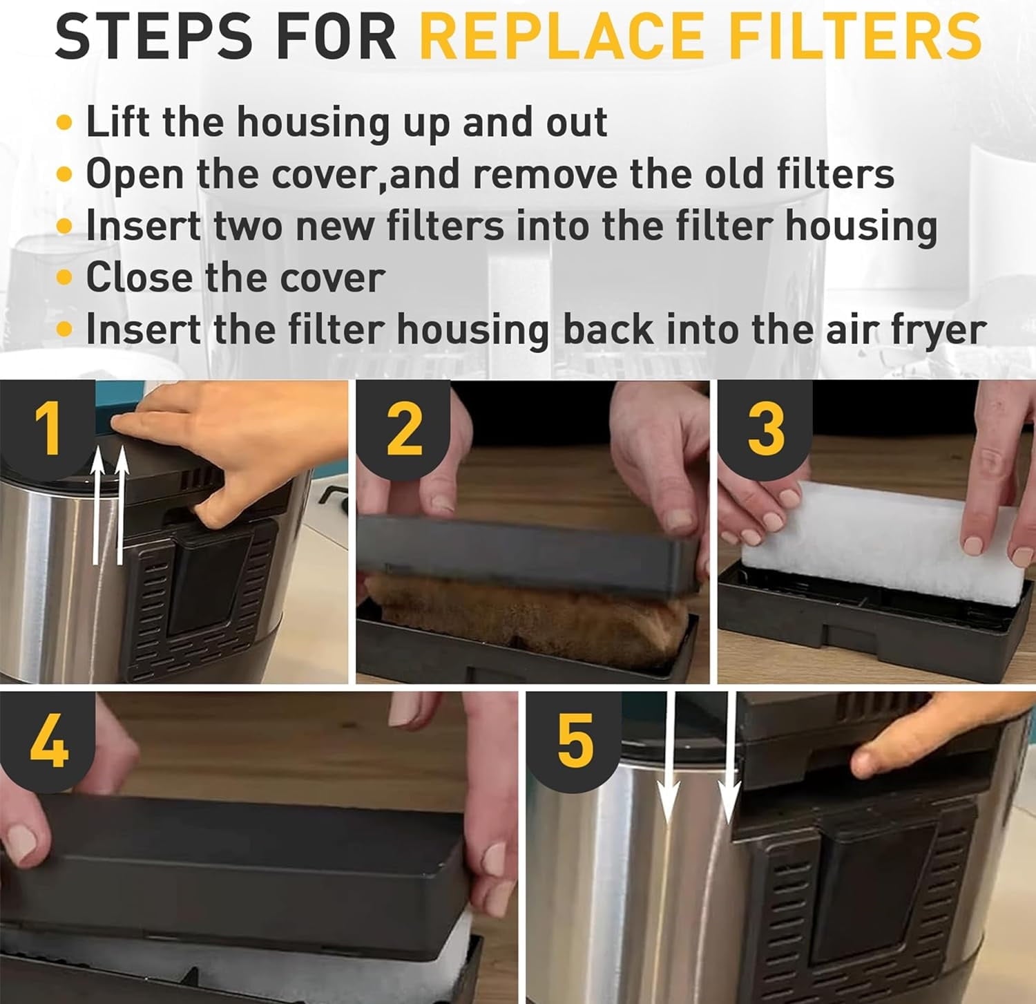 12 Pcs Replacement Odor Erase Air Filters,White Replacement Filters for 6QT Instant Vortex Plus Air Fryer with ClearCook