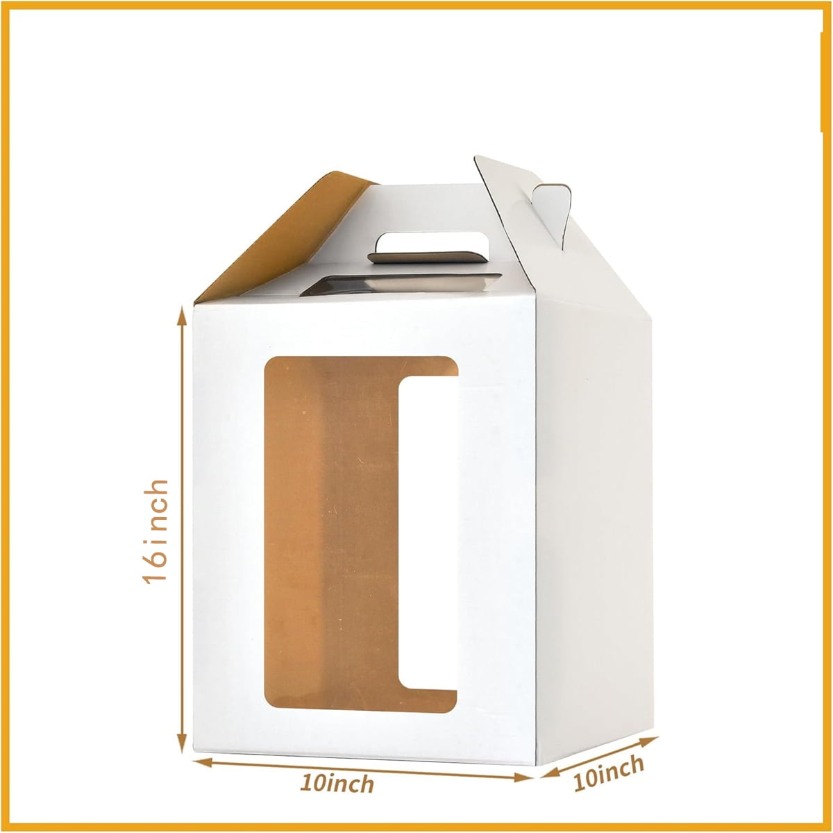 Tutuviw Tall Tiered Cake Box with Clear Windows containing a multi-layer cake, showcasing its design and features.