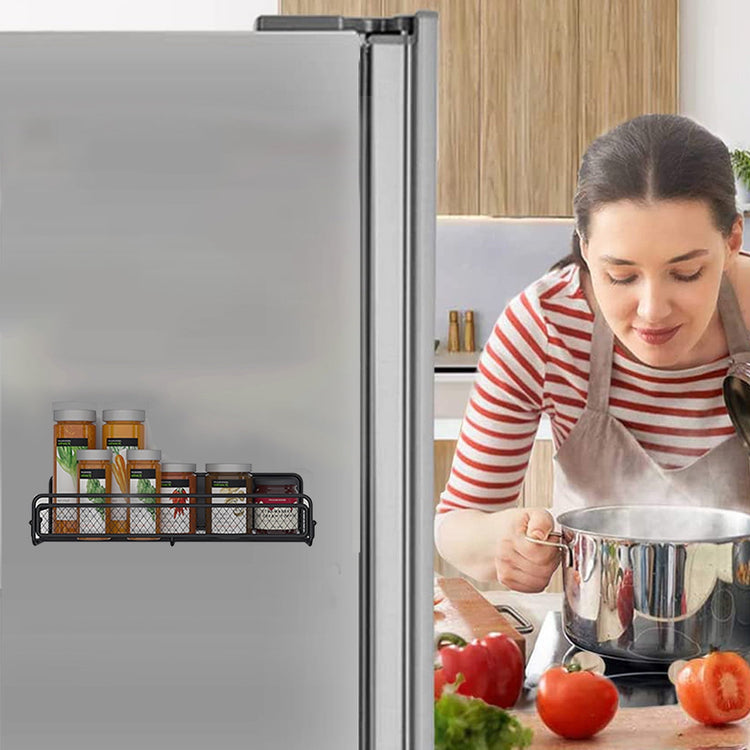 Magnetic Spice Rack for Refrigerator, Metal Strong Magnet Shelf - Flavour Fushion Cooking Shop