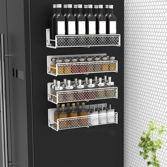 Magnetic Spice Rack for Refrigerator, Metal Strong Magnet Shelf - Flavour Fushion Cooking Shop