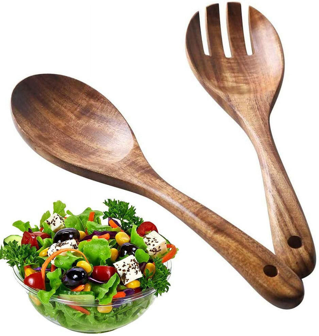 Salad Serving Utensils, Acacia Wood, Salad Spoon and Salad Fork, Salad Servers