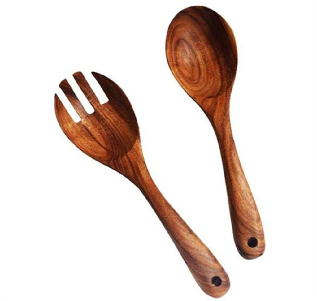 Salad Serving Utensils, Acacia Wood, Salad Spoon and Salad Fork, Salad Servers
