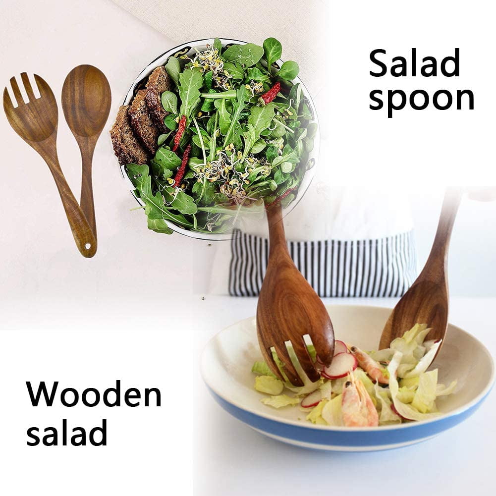 Salad Serving Utensils, Acacia Wood, Salad Spoon and Salad Fork, Salad Servers