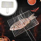 Kdkad Fish Grilling Basket,Fish Vegetables Shrimp with Handle 15×9.4 in Silver