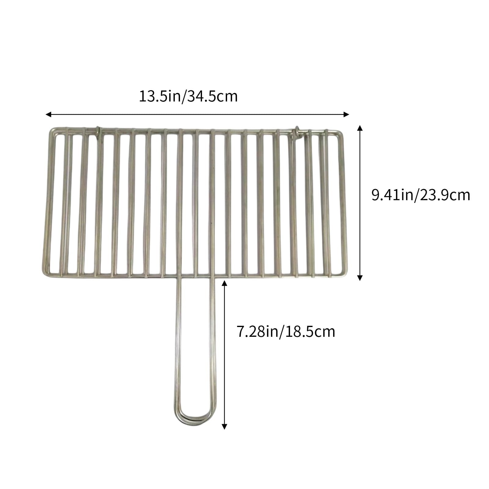 Kdkad Fish Grilling Basket, BBQ Grilling Basket, Folding Portable Stainless Steel BBQ Grill Basket for Fish Vegetables Shrimp with Handle 15×9.4 in Silver