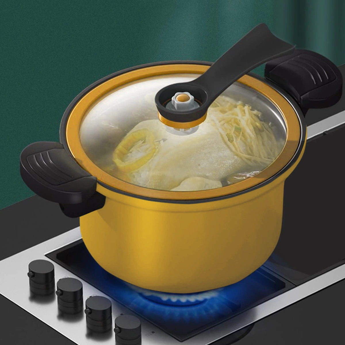 Darzheoy Nonstick Ceramic Coated Sauce Pan with Lid, Yellow - Flavour Fushion Cooking Shop
