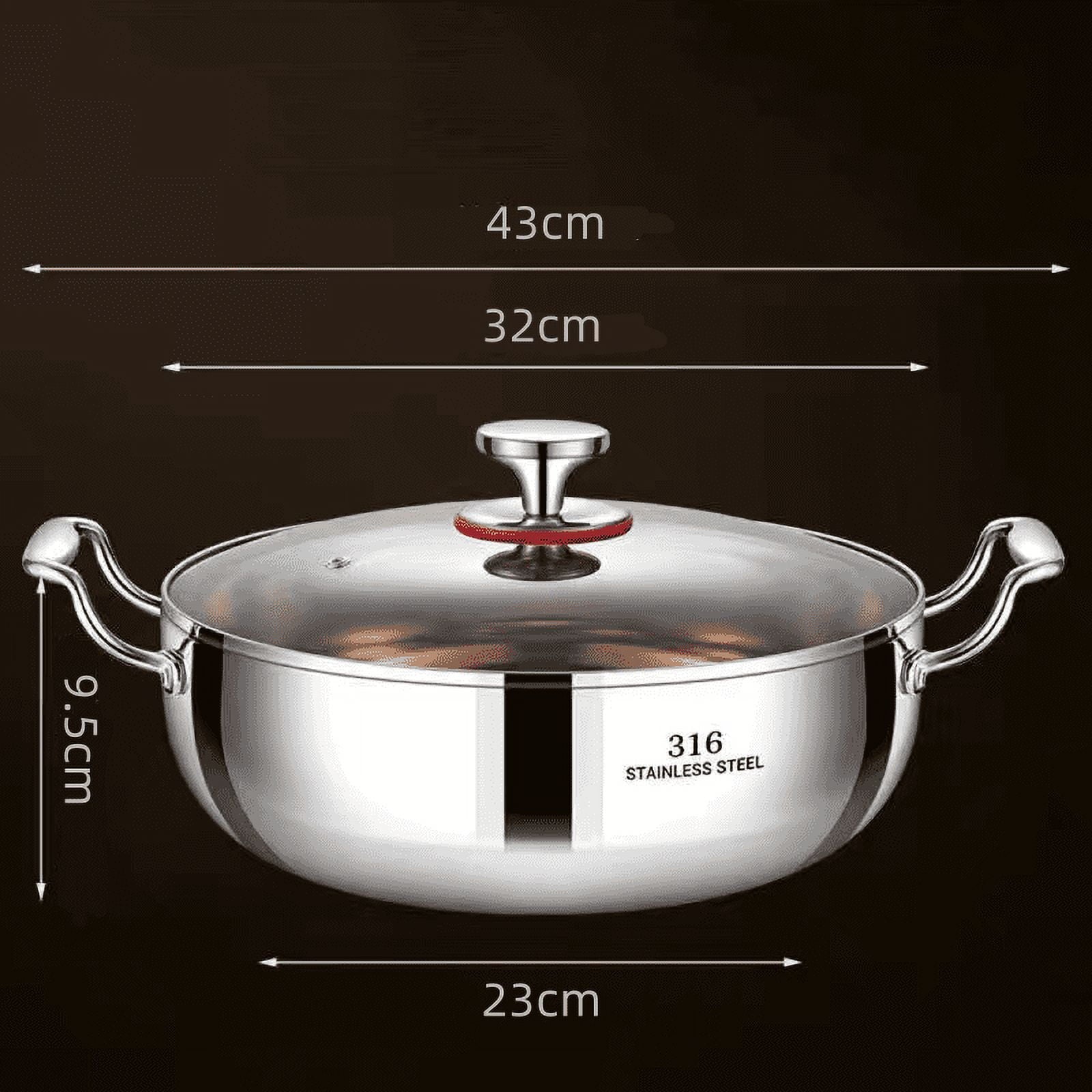 Darzheoy 316 Stainless Steel Hot Pot with Lid Large Pots for Cooking Thick Bottom Stew Soup Pots with Lid Stockpot for Pasta, Soup, Simmer Kitchens Appliances Multicolor