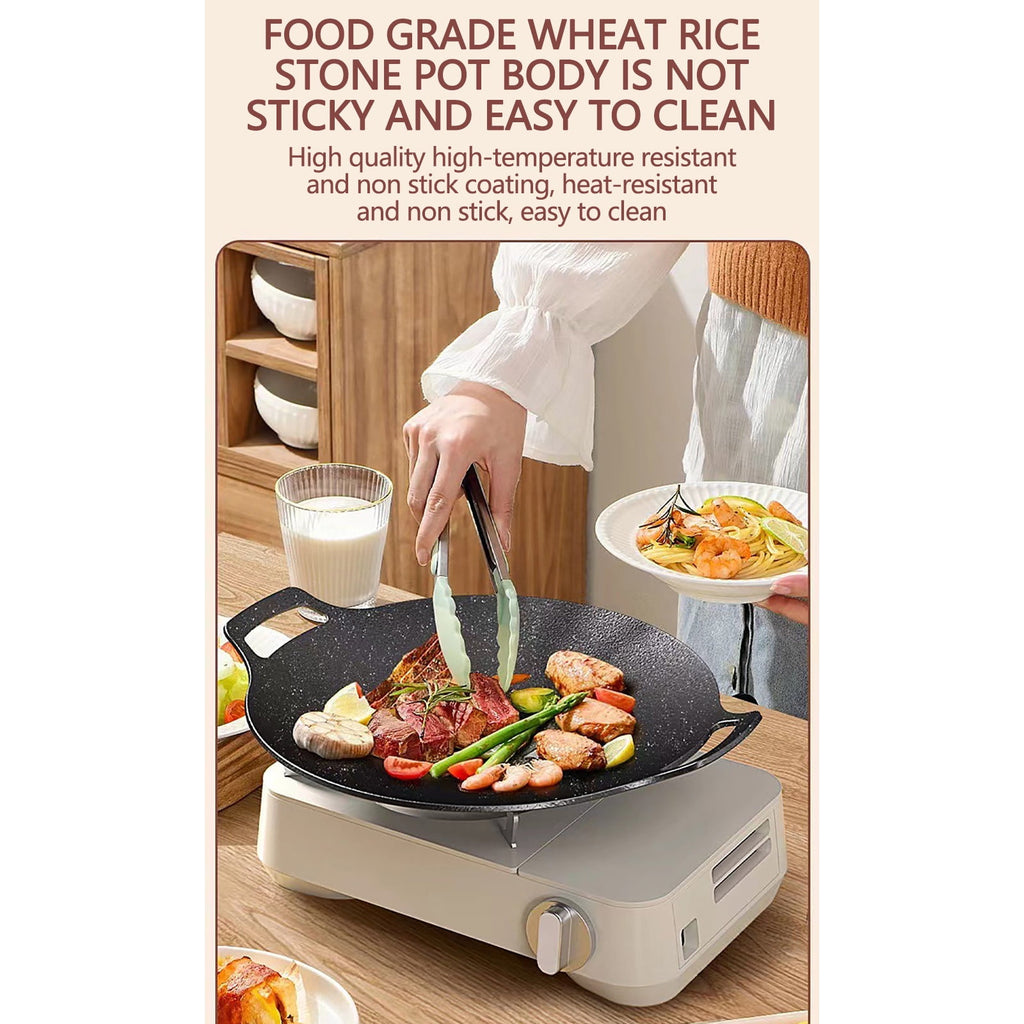 Chmadoxn Diameter 10.9 inch Universal Cast Iron Grill Pan, Large Round Cast Iron Pan with Two Handles, Multifunctional Frying Pan 10.9" A