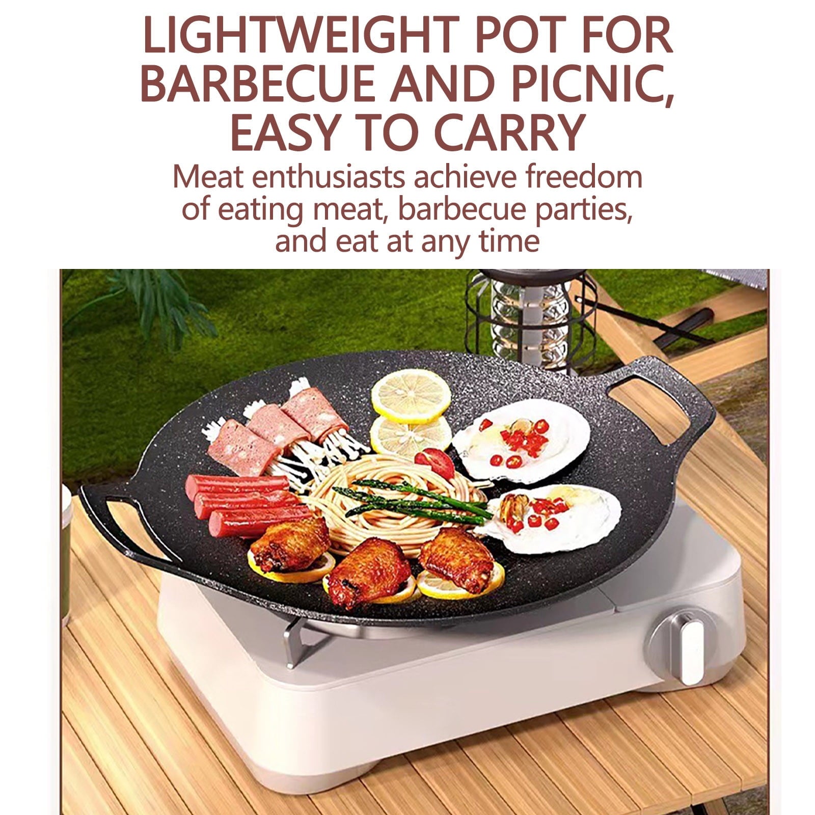 Chmadoxn Diameter 10.9 inch Universal Cast Iron Grill Pan, Large Round Cast Iron Pan with Two Handles, Multifunctional Frying Pan 10.9" A