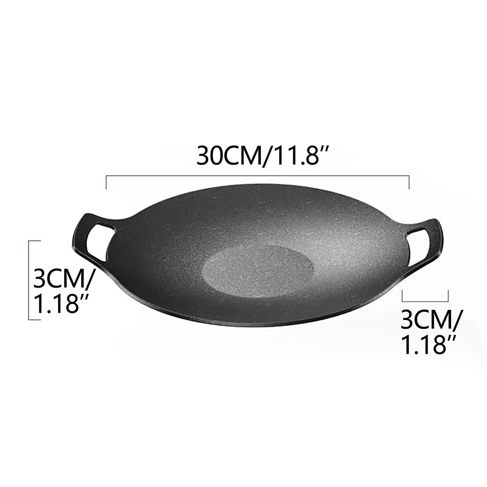 Chmadoxn Diameter 10.9 inch Universal Cast Iron Grill Pan, Large Round Cast Iron Pan with Two Handles, Multifunctional Frying Pan As Show B