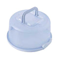 10 Inch Round Cake Box with Lid in blue with foldable handle, ideal for transporting cakes.