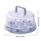 Cake Box Round Cake Stand with Lid and Foldable Handle in light purple with floral design.