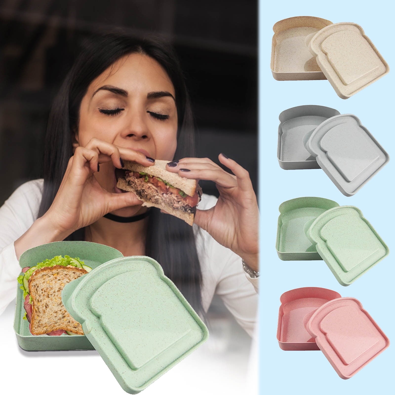 Darzheoy Sandwich Containers, Reusable Sandwich Box Container, Sandwich Holder Bread Container for Adults, BPA Free, Microwave & Dishwasher Safe, Office, Camping Pink