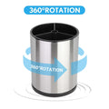 Kitchen Utensil Holder Extra Large 360°Rotating For Counter Organizer Stainless Steel Storage Cooking Silverware Caddy 3 Compartment Flatware Spoon Spatula Tool Cutlery Container（Silvery）18*8.6*13cm