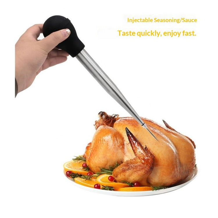 Stainless Steel Food Grade Turkey Baster for Cooking, Baking, Injecting Marinade With cleaning brush（Black） - Flavour Fushion Cooking Shop