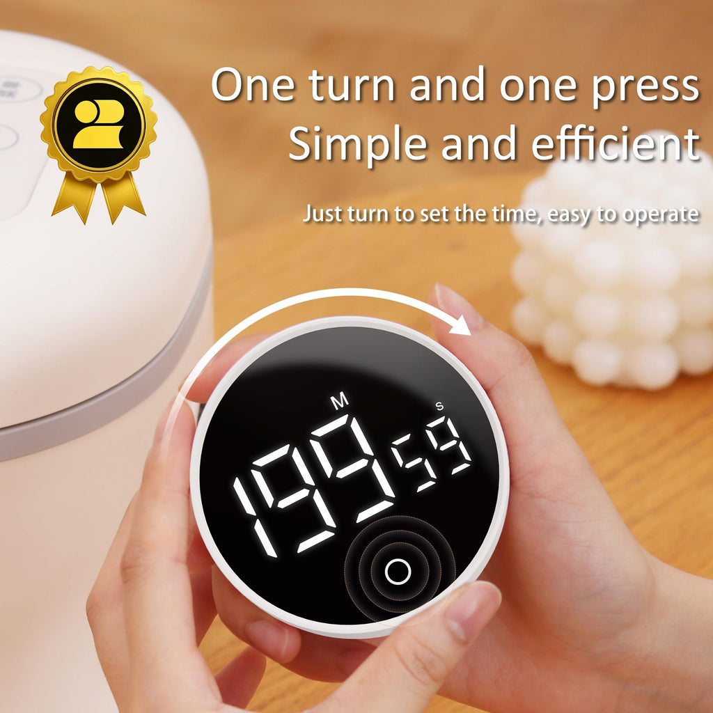Digital Kitchen Timer - Magnetic Countdown Countup Timer with Large LED Display Volume Adjustable, Easy for Cooking and for Seniors and Kids to Use (white)