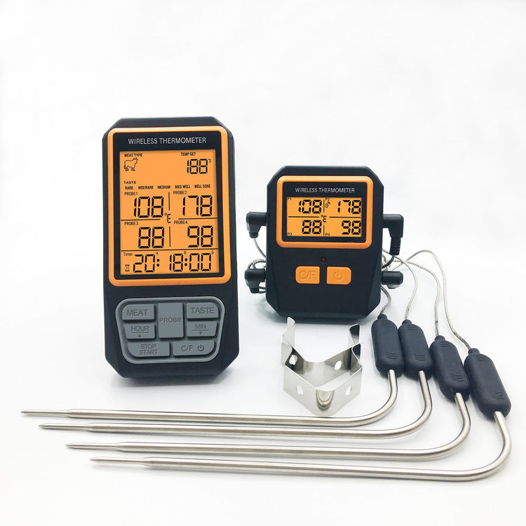 Long Range Wireless Meat Thermometer for Grilling and Smoking with 4 Probes BBQ Grill Kitchen Food Cooking Digital Thermometer for Meat - Flavour Fushion Cooking Shop