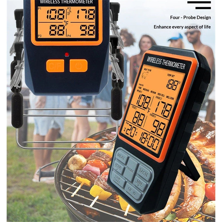 Long Range Wireless Meat Thermometer for Grilling and Smoking with 4 Probes BBQ Grill Kitchen Food Cooking Digital Thermometer for Meat - Flavour Fushion Cooking Shop