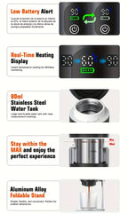 Portable 20Bar High - Pressure Extraction Coffee Machine, 80ml