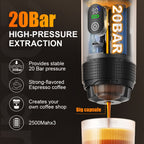 Portable 20Bar High - Pressure Extraction Coffee Machine, 80ml Stainless Steel