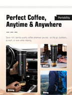 Portable 20Bar High - Pressure Extraction Coffee Machine, 80ml Stainless Steel